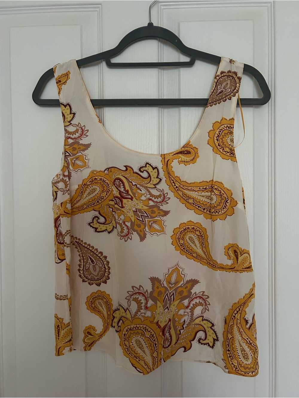 Magaschoni Yellow Paisley Scoop Neck Blouse NWT